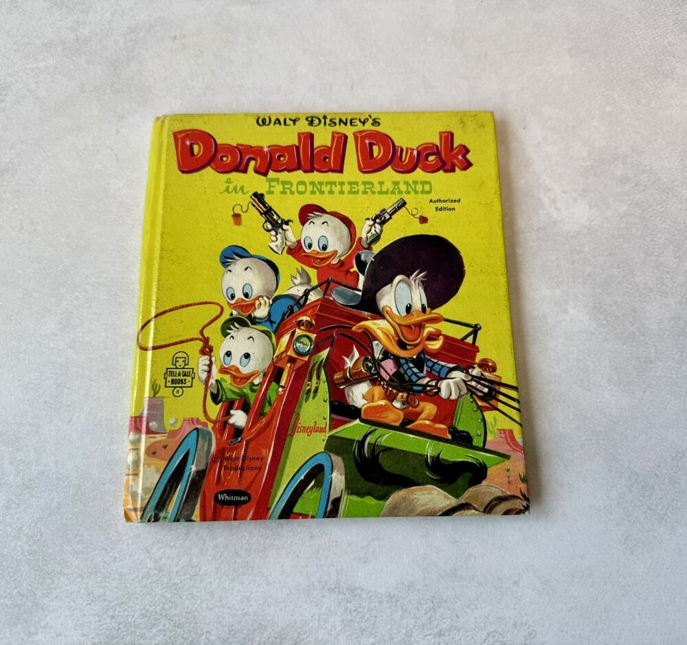 Vintage 1971 Whitman Kids Book Donald Duck Frontierland Stagecoach Horses Disney